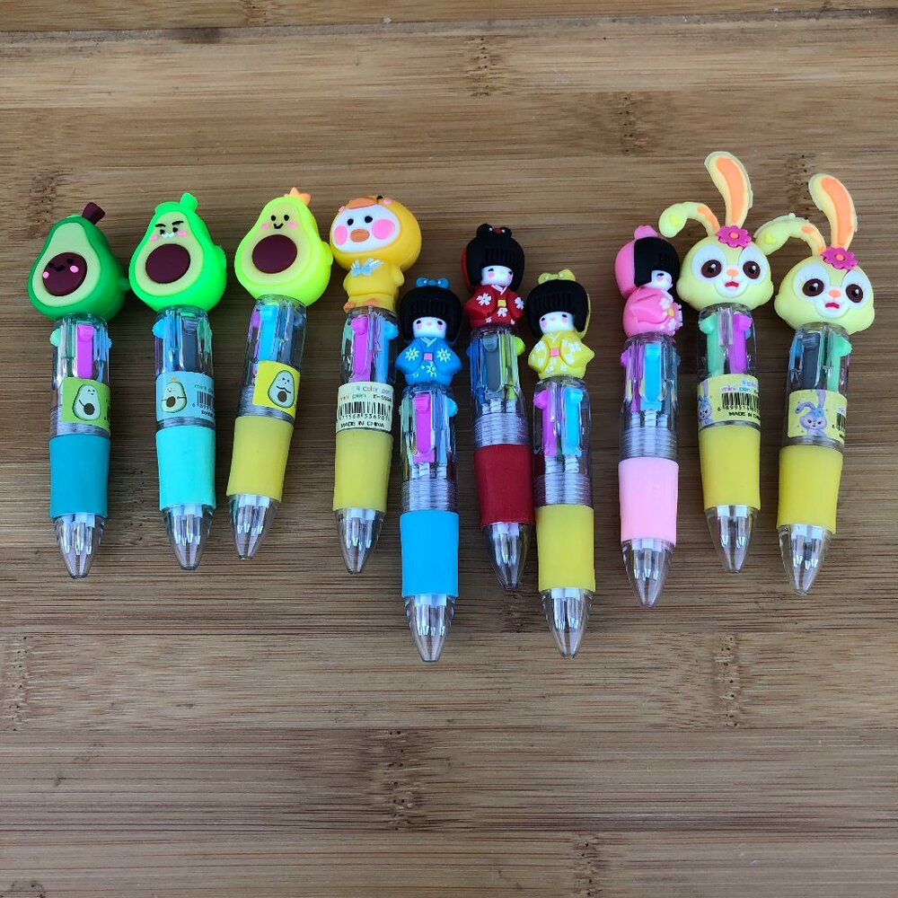 Clearance - 10 Pack Assorted Pens (China Doll, Avocado, Bunnies.)